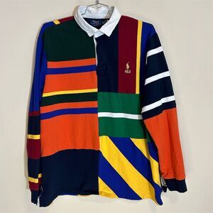 Polo Ralph Lauren Men's 2XL Patchwork Rugby Shirt Long Sleeve Multicolor